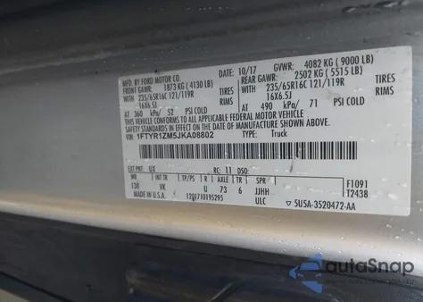 2018 Ford Transit-250 from USA, damaged, VIN 1FTYR1ZM5JKA08802